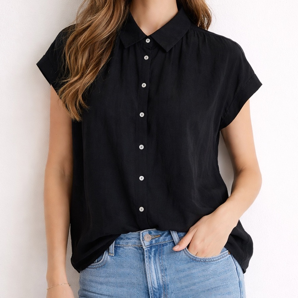 Madewell Black Cap Sleeve A Line Top XXS